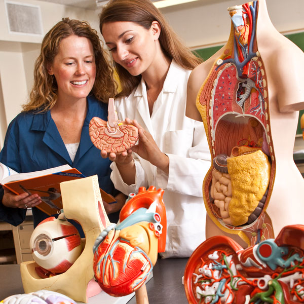 Student with professor in lab
