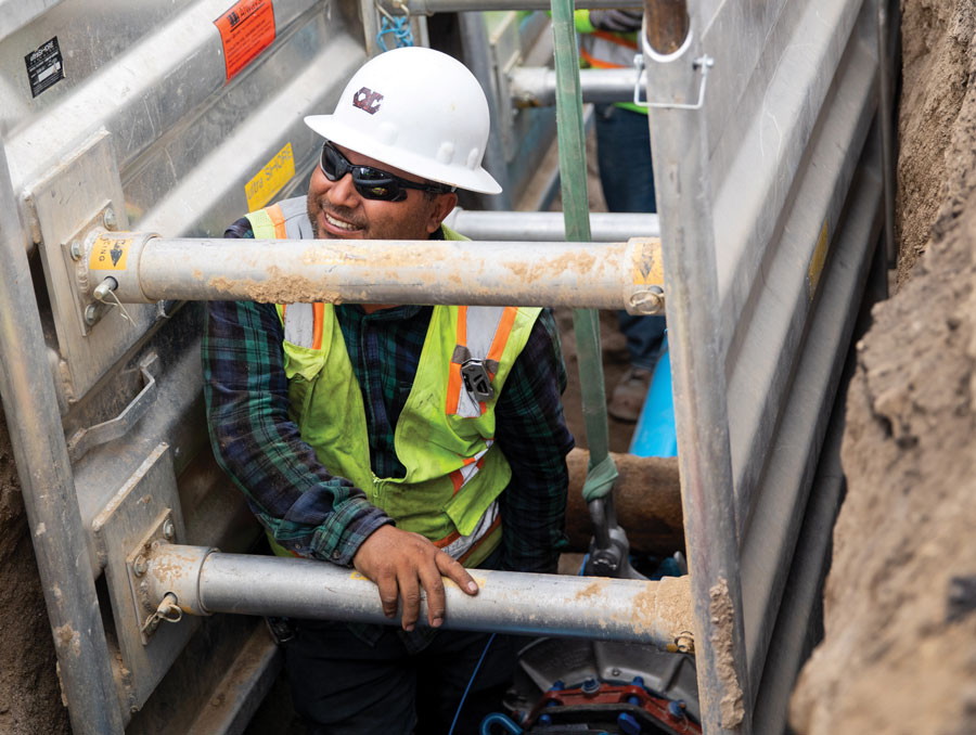 Q&D Construction worker in open trench